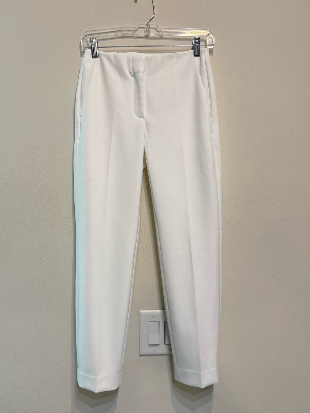 Babaton White Straight-Leg Ponte Trousers